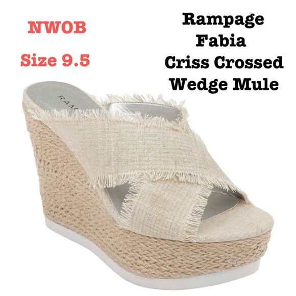 Rampage Fabia Women's Criss Crossed Platform Wedge Slide Mule SZ 9.5 $39 - Picture 1 of 11